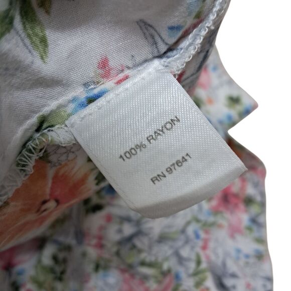 J. Jill Top Women's Small White Floral Peplum Mother Of Pearl‎ Buttons Rayon - Picture 10 of 12